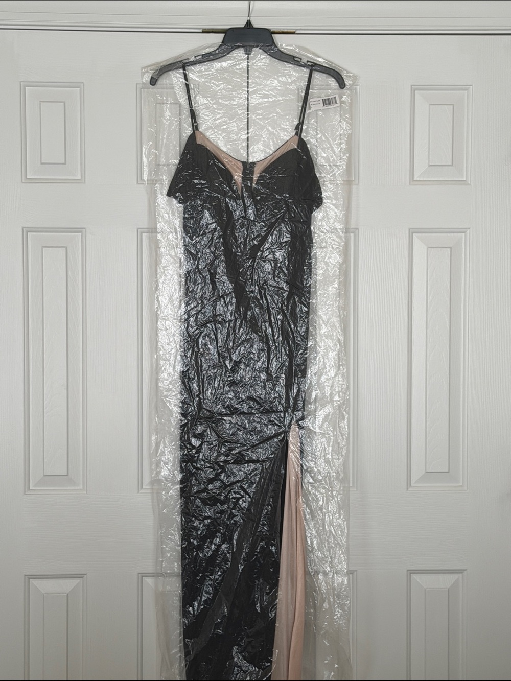 Macy's Black and Blush Spaghetti-Strap Prom Dress